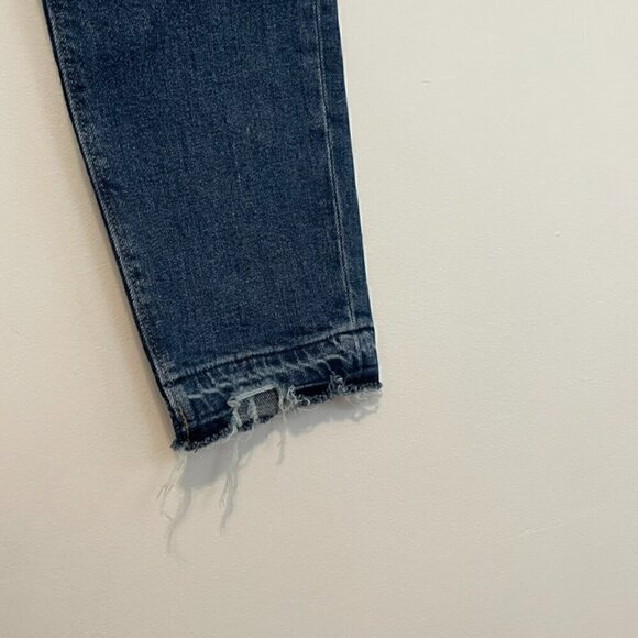 ANN TAYLOR LOFT Outlet Dark Wash Release Hem Fraying Cropped Crop Skinny Jeans 6 - Picture 9 of 13